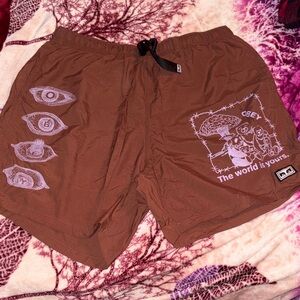 Obey Earthy Brown Graphic Shorts